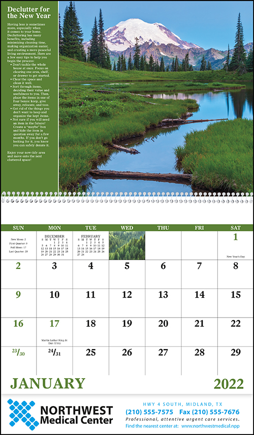 Healthy Living Spiral Bound Wall Calendar for 2022
